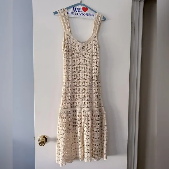Vince | Dresses | Vince Beige Crochet Dress With Slip Converts To Midi And  Above Knee M | Poshmark